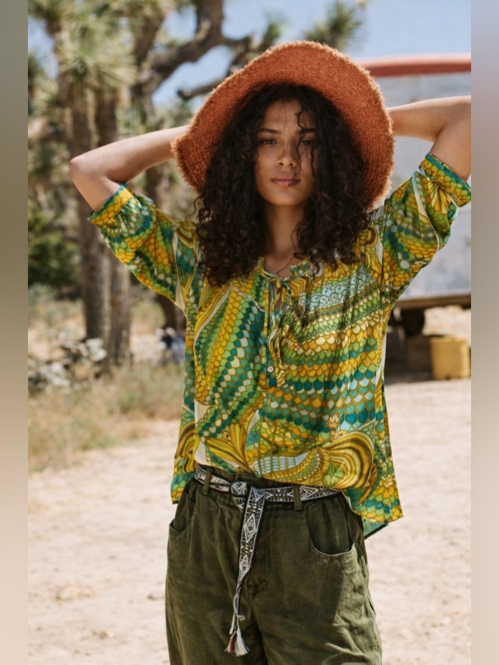 Banana Republic Trina Turk Silk Blend Top Boho Resort Tunic Summer 2012 Size 00P